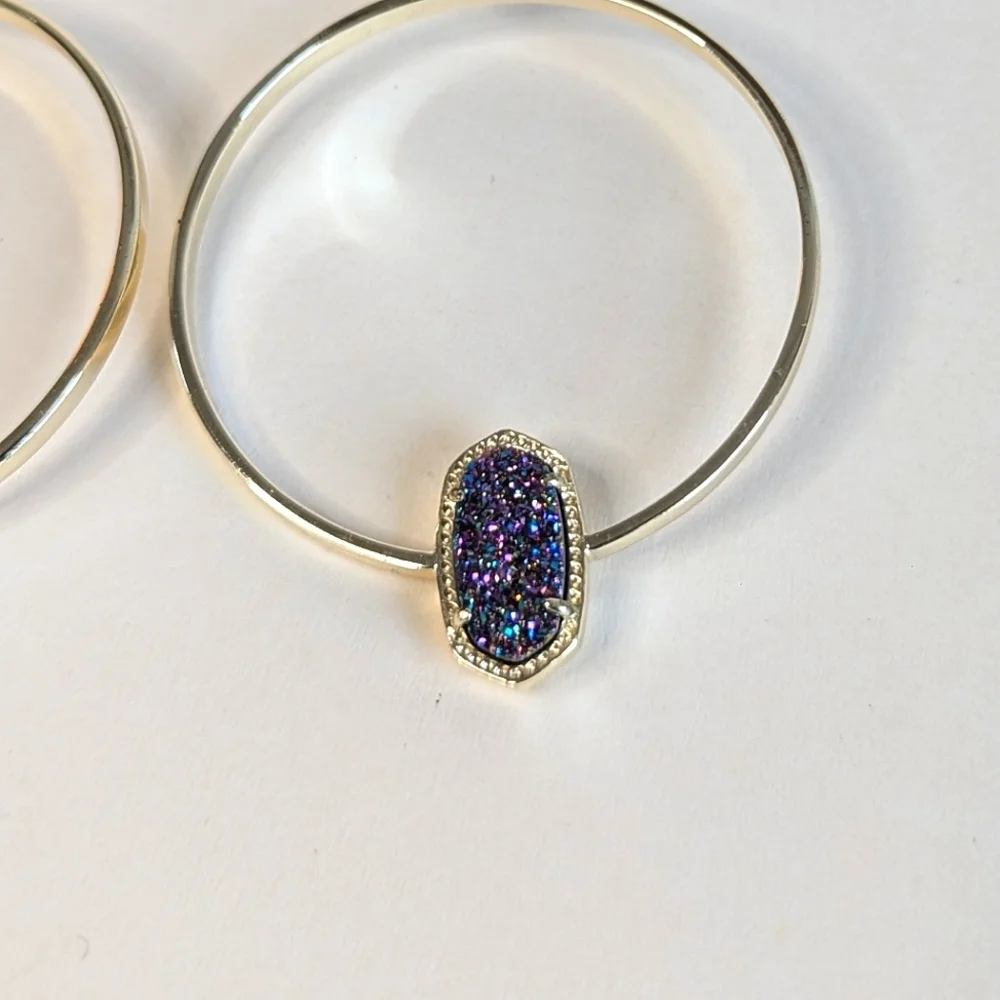 Kendra Scott Elora Open Circle Dangle Hoop Earrings Multi Colored Drusy